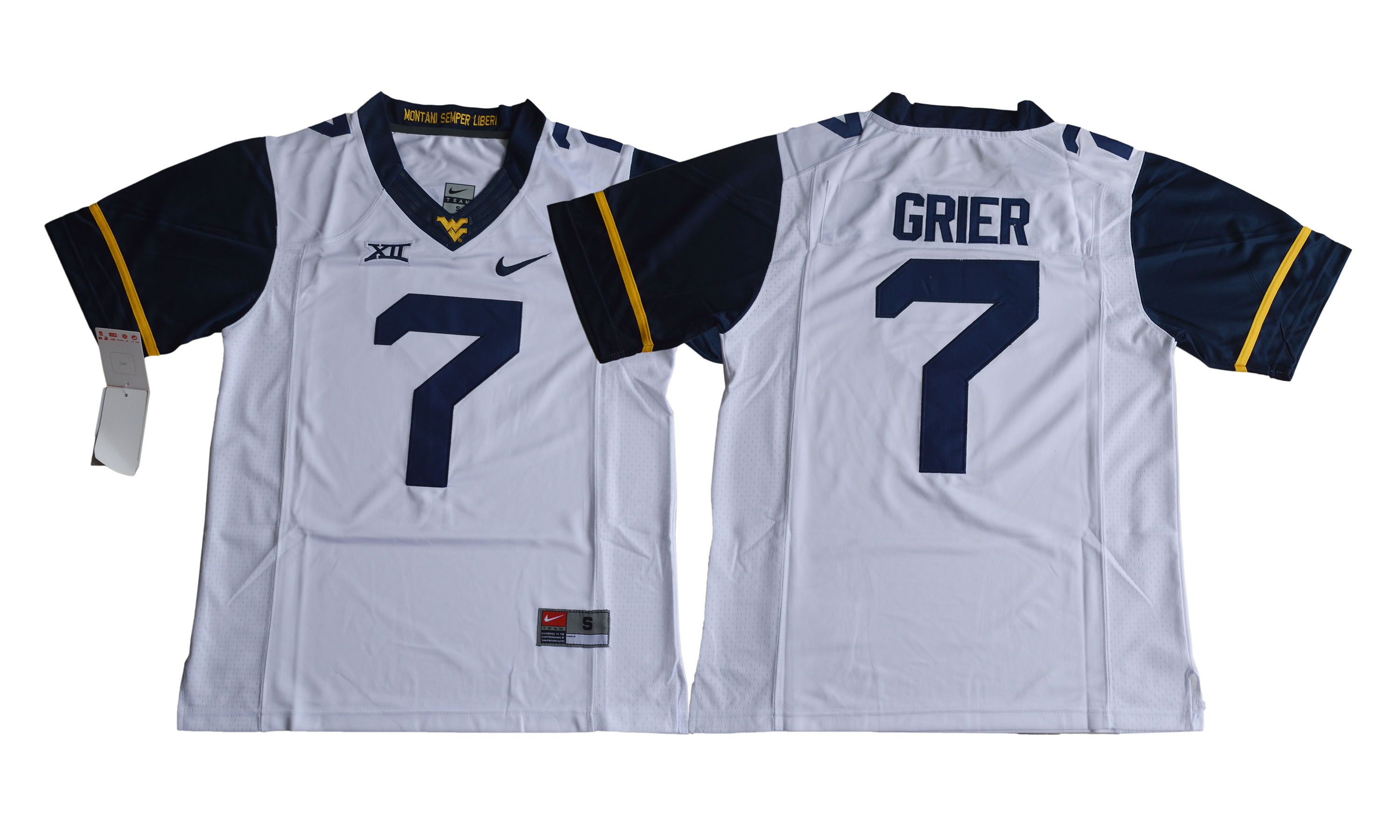 Men NCAA 2017 West Virginia Mountaineers #7 Will Grier white jersey->->NCAA Jersey